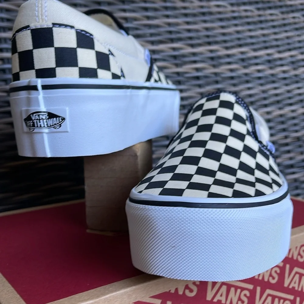 Vans WMNS Classic Slip-On Stackf Checkerboard Black/Classi VN0A7Q5RTYQ Platforms